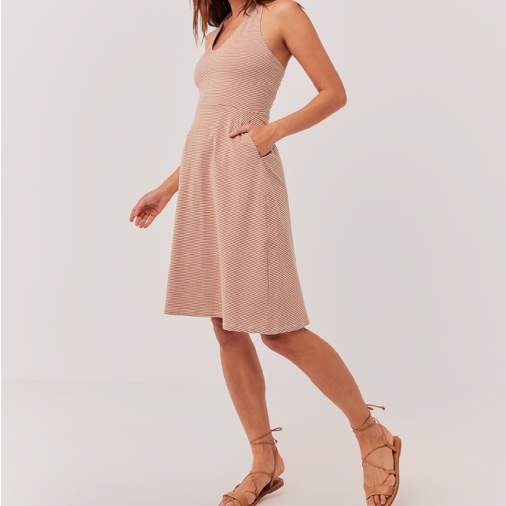 Pact Women's Backless Ribbed A-Line Dress in Blush